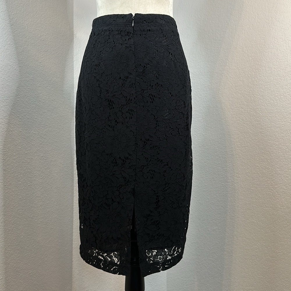 Who What Wear Black Lace High Waisted Pencil Midi Skirt Size 6 NWOT - Picture 4 of 11